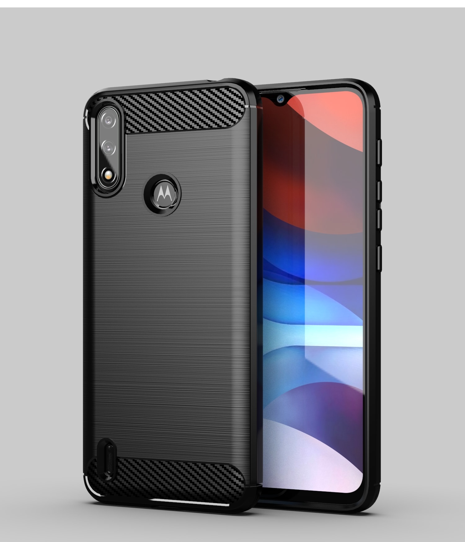 Carbon Case fleksibelt dekselhylse Motorola Moto E7i Power svart