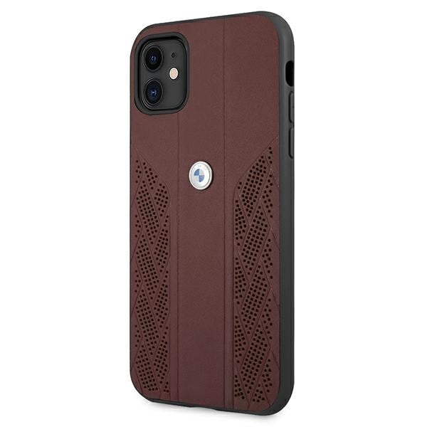 BMW Curve-perforert lærveske til iPhone 11 / Xr - rød