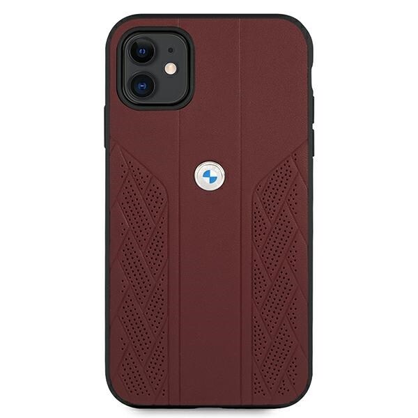 BMW Curve-perforert lærveske til iPhone 11 / Xr - rød