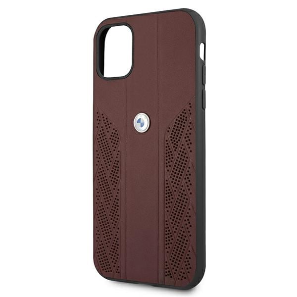 BMW Curve-perforert lærveske til iPhone 11 / Xr - rød