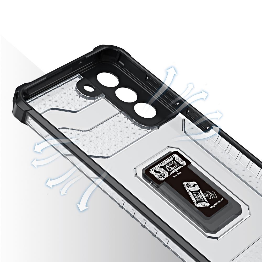 Crystal Ring Case tøft hybriddeksel + magnetisk holder for Samsung Galaxy S22 + (S22 Plus) rød