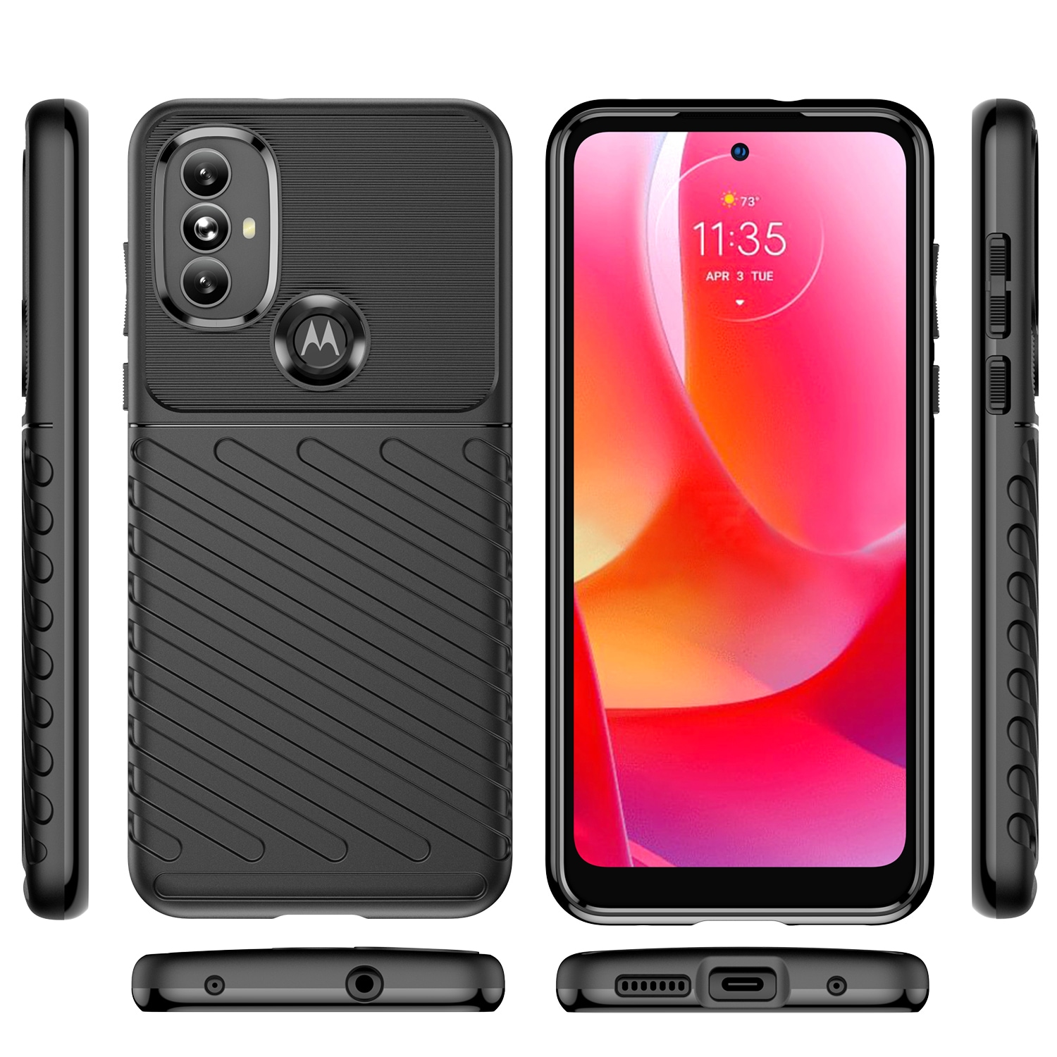 Thunder Case fleksibelt pansredeksel for Motorola Moto G Power 2022 svart