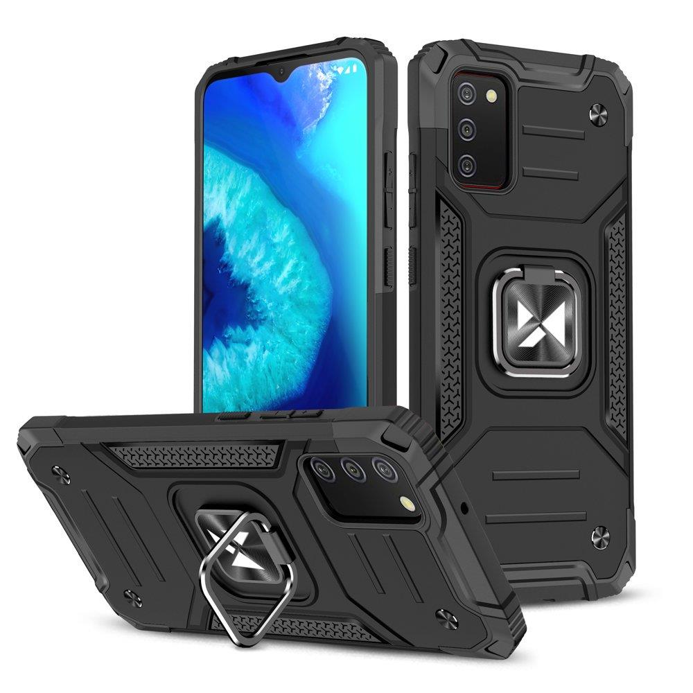 Wozinsky Ring Armor tøft hybriddeksel + magnetisk holder for Samsung Galaxy A03s svart