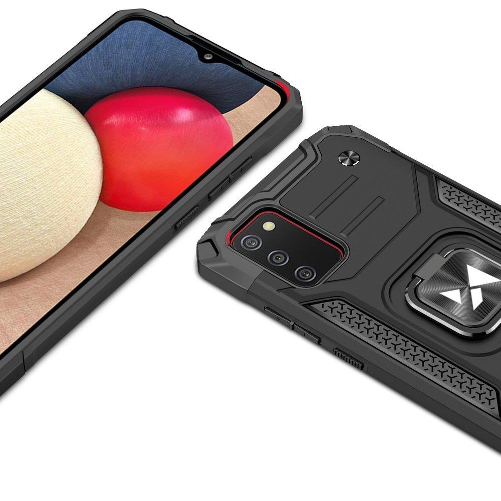 Wozinsky Ring Armor tøft hybriddeksel + magnetisk holder for Samsung Galaxy A03s svart
