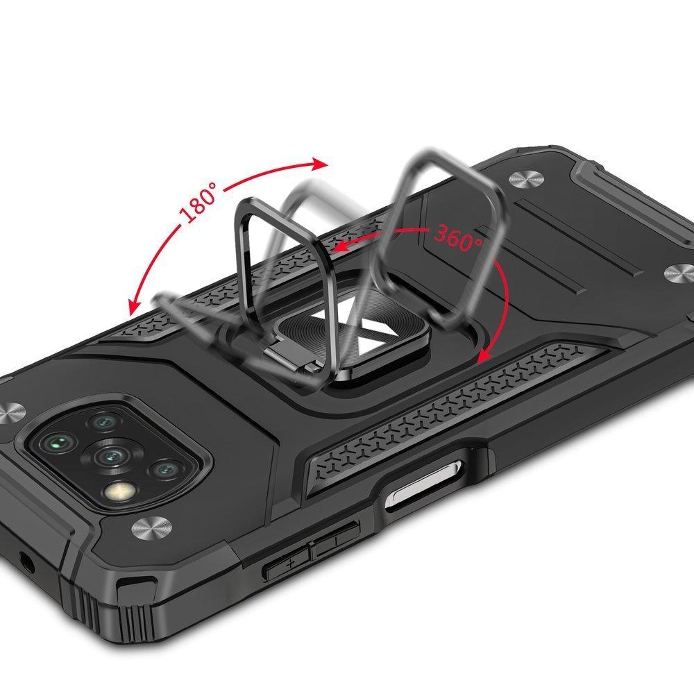 Wozinsky Ring Armor tøft hybriddeksel + magnetisk holder for Samsung Galaxy A03s blå