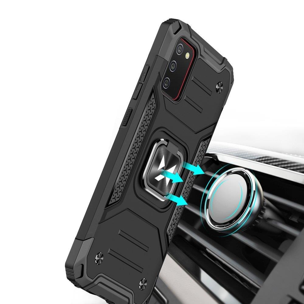 Wozinsky Ring Armor tøft hybriddeksel + magnetisk holder for Samsung Galaxy A03s blå