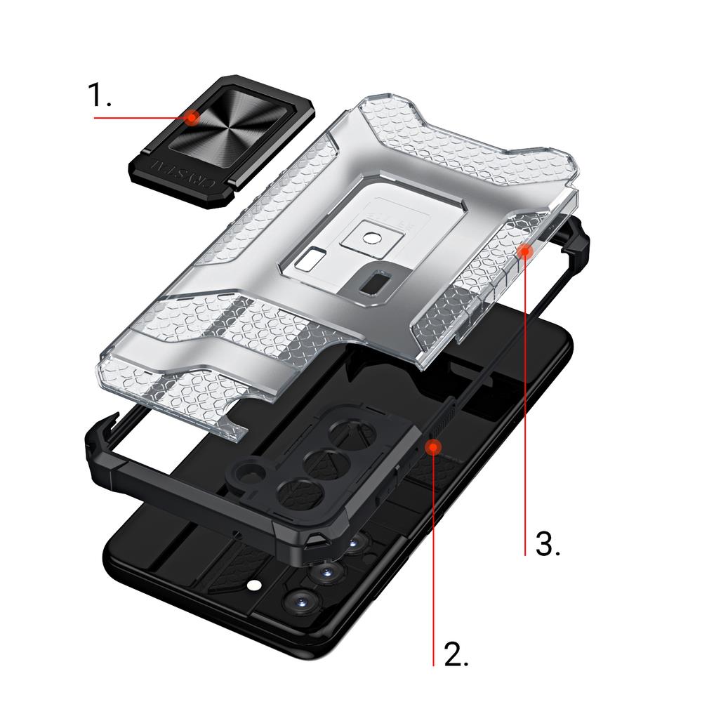 Crystal Ring Case tøft hybriddeksel + magnetisk holder for Samsung Galaxy S22 + (S22 Plus) blå