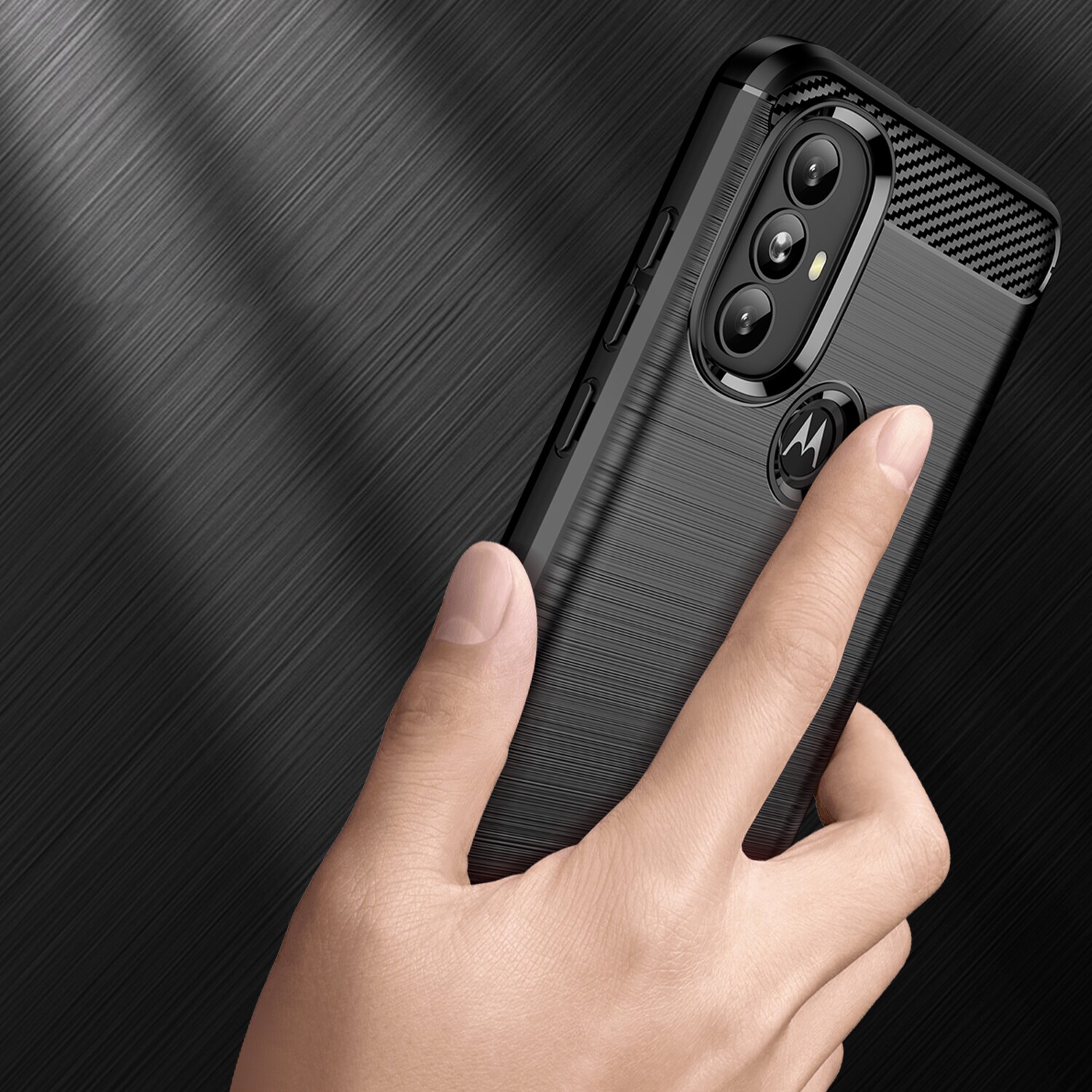 Carbon Case Fleksibelt deksel Motorola Moto G Power 2022 svart