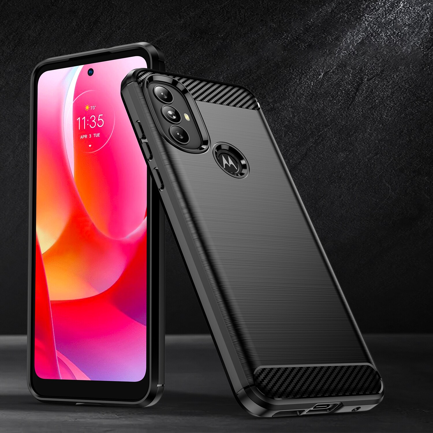 Carbon Case Fleksibelt deksel Motorola Moto G Power 2022 svart
