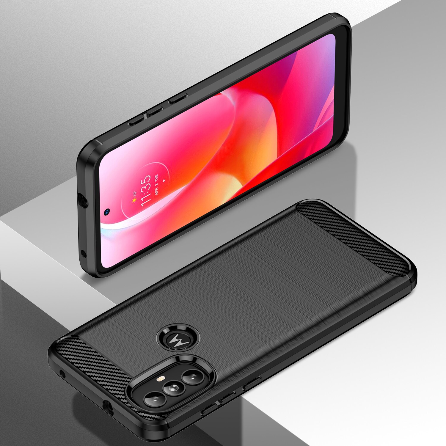Carbon Case Fleksibelt deksel Motorola Moto G Power 2022 svart
