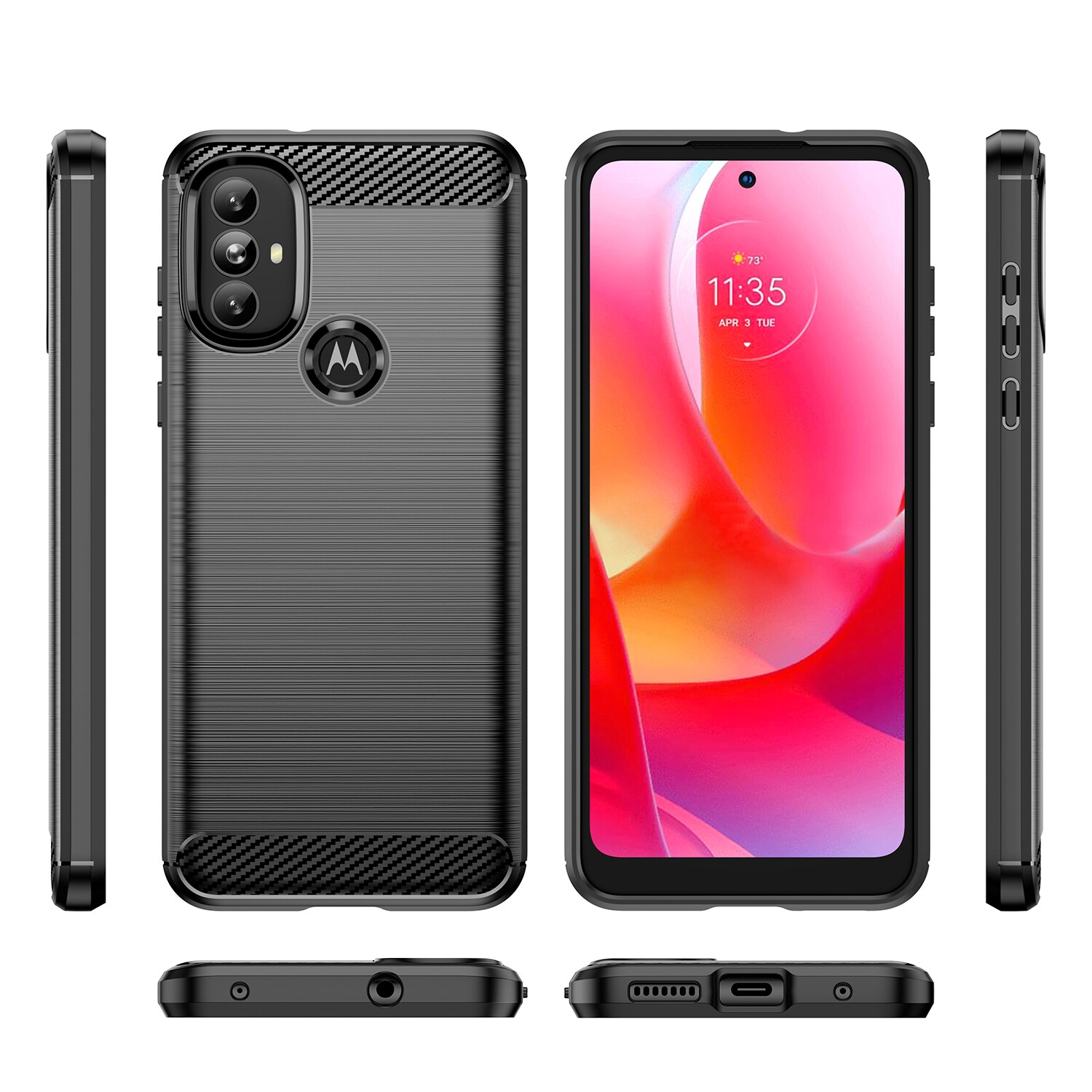 Carbon Case Fleksibelt deksel Motorola Moto G Power 2022 svart