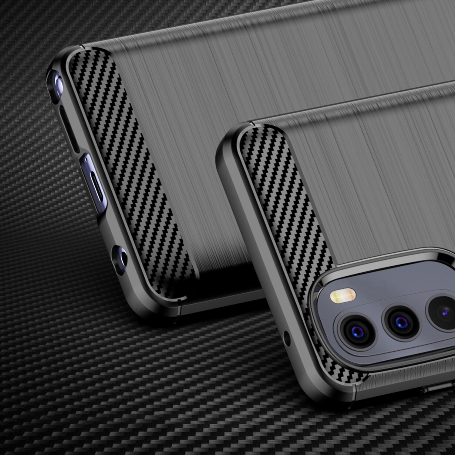 Carbon Case fleksibelt deksel for Motorola Moto G Stylus 2022 svart