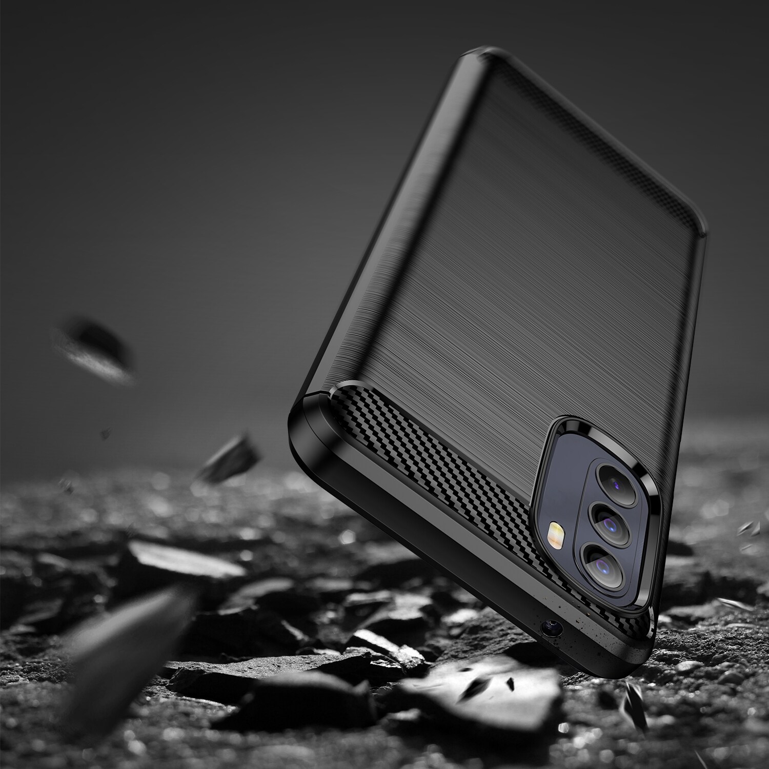Carbon Case fleksibelt deksel for Motorola Moto G Stylus 2022 svart