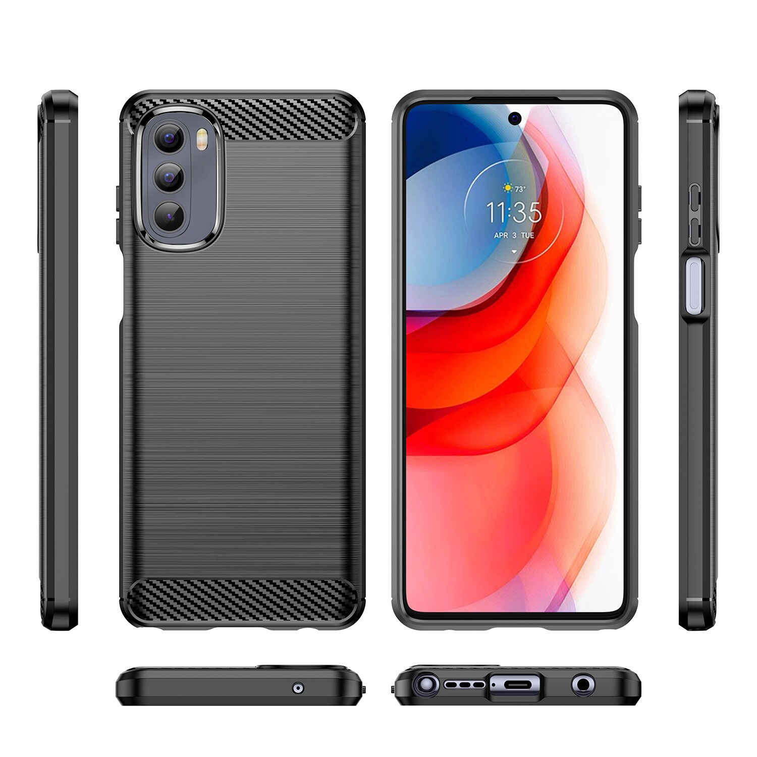 Carbon Case fleksibelt deksel for Motorola Moto G Stylus 2022 svart