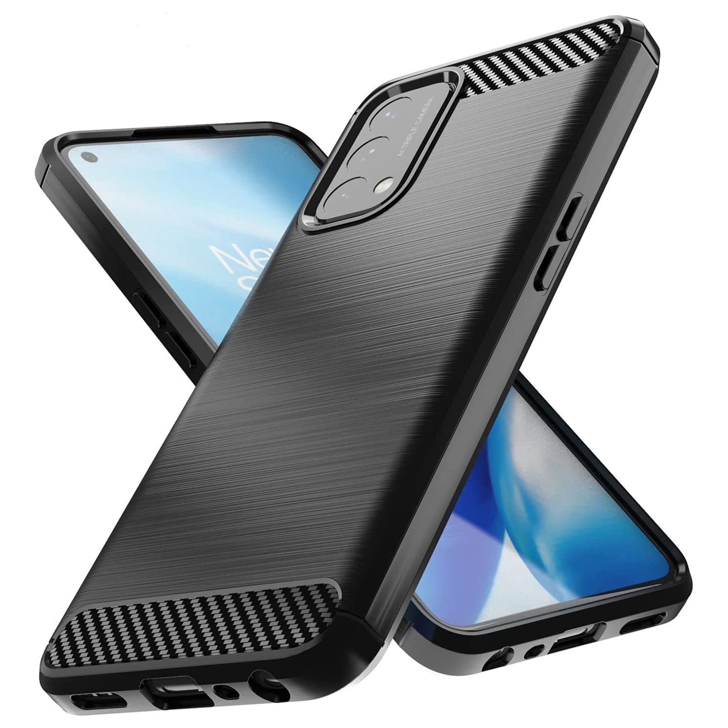 Carbon Case Fleksibelt deksel for OnePlus Nord N200 5G svart