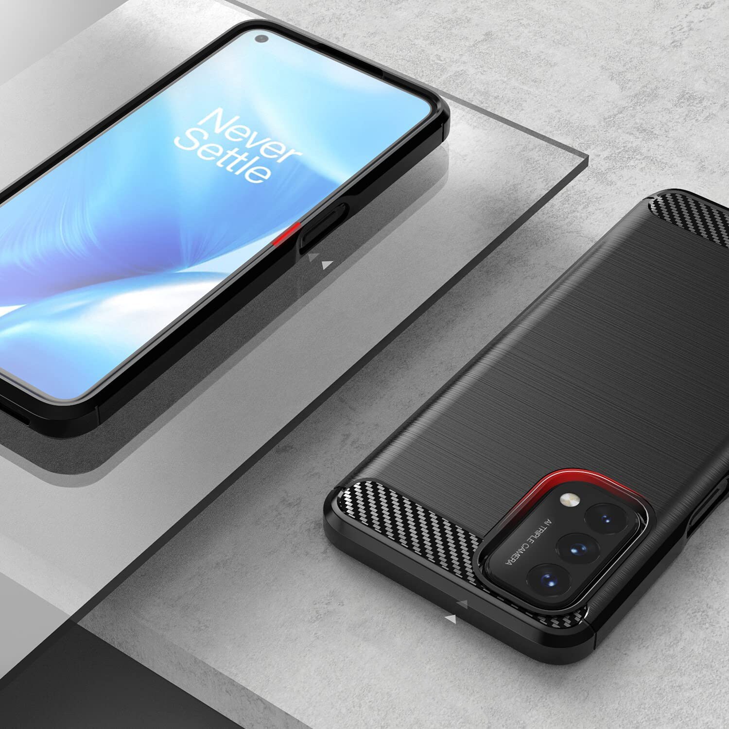 Carbon Case Fleksibelt deksel for OnePlus Nord N200 5G svart