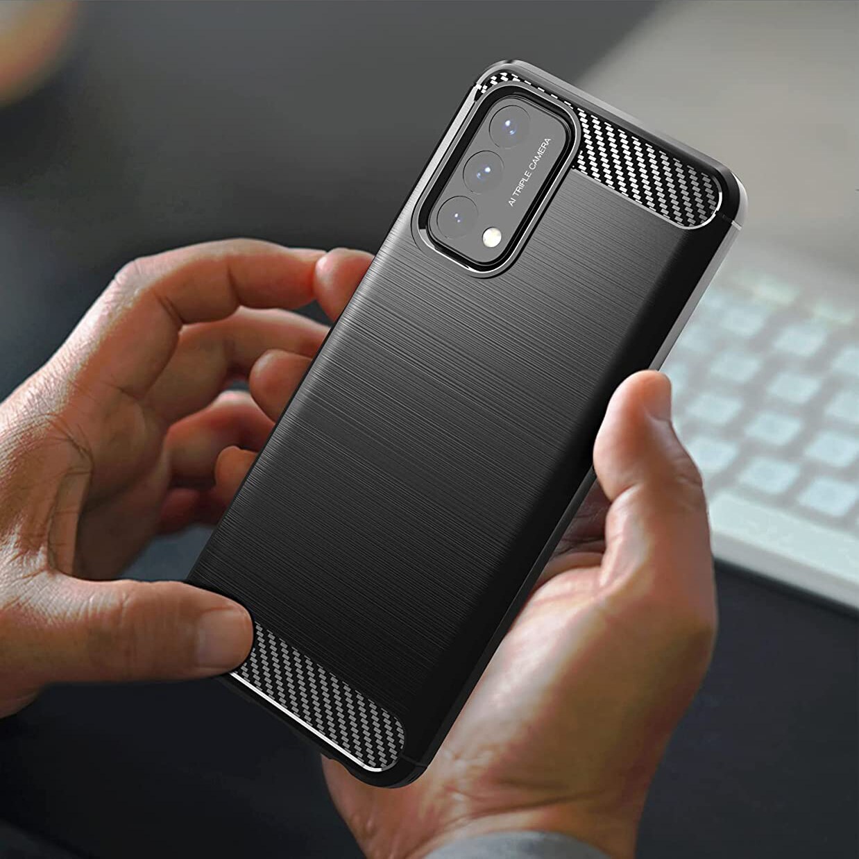 Carbon Case Fleksibelt deksel for OnePlus Nord N200 5G svart