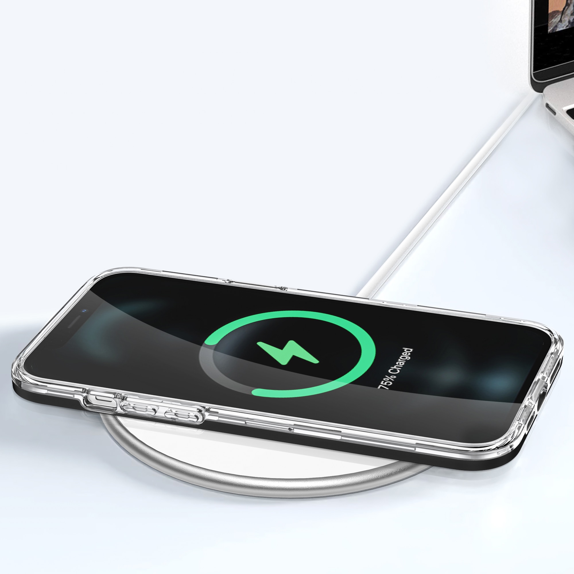 Gjennomsiktig 3-i-1-etui til iPhone 12 Pro Max-etui geldeksel med ramme svart