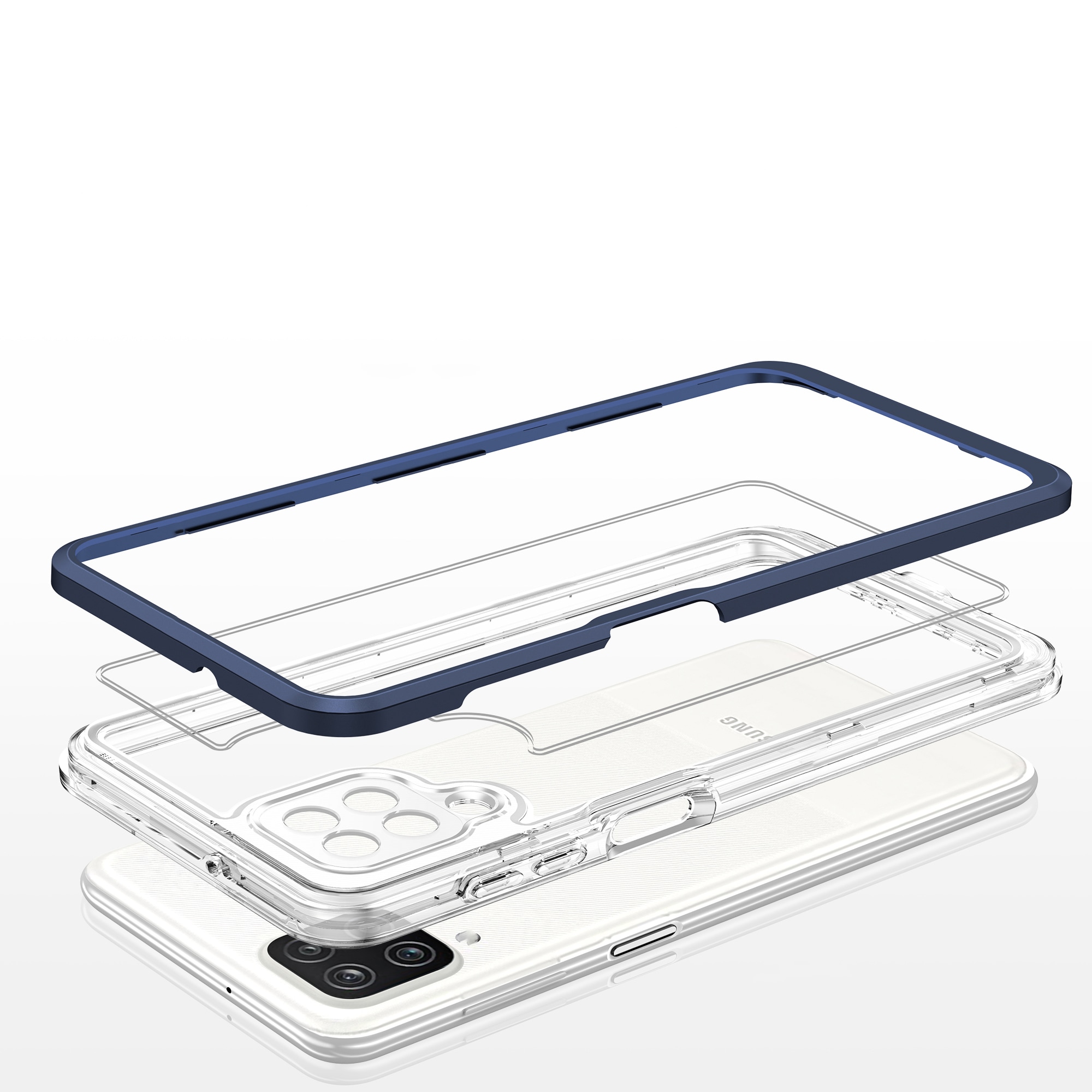 Klar 3-i-1-etui for Samsung Galaxy A22 4G Frame Gel Cover Blue