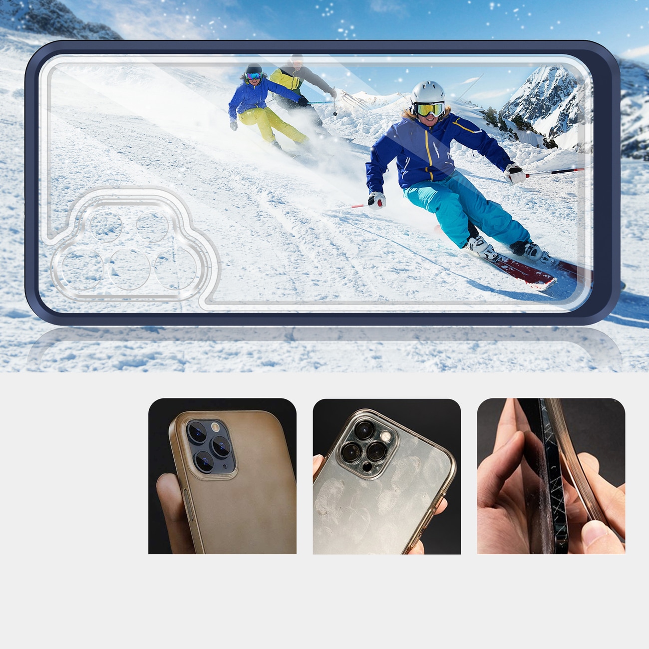 Klar 3-i-1-etui for Samsung Galaxy A72 4G Frame Gel Cover Blue