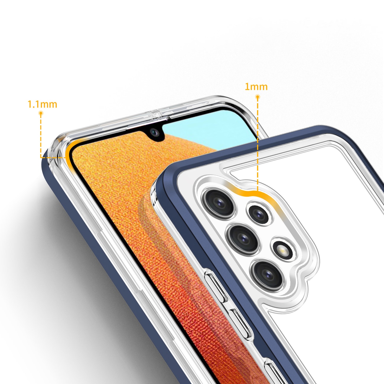 Klar 3-i-1-etui for Samsung Galaxy A72 4G Frame Gel Cover Blue
