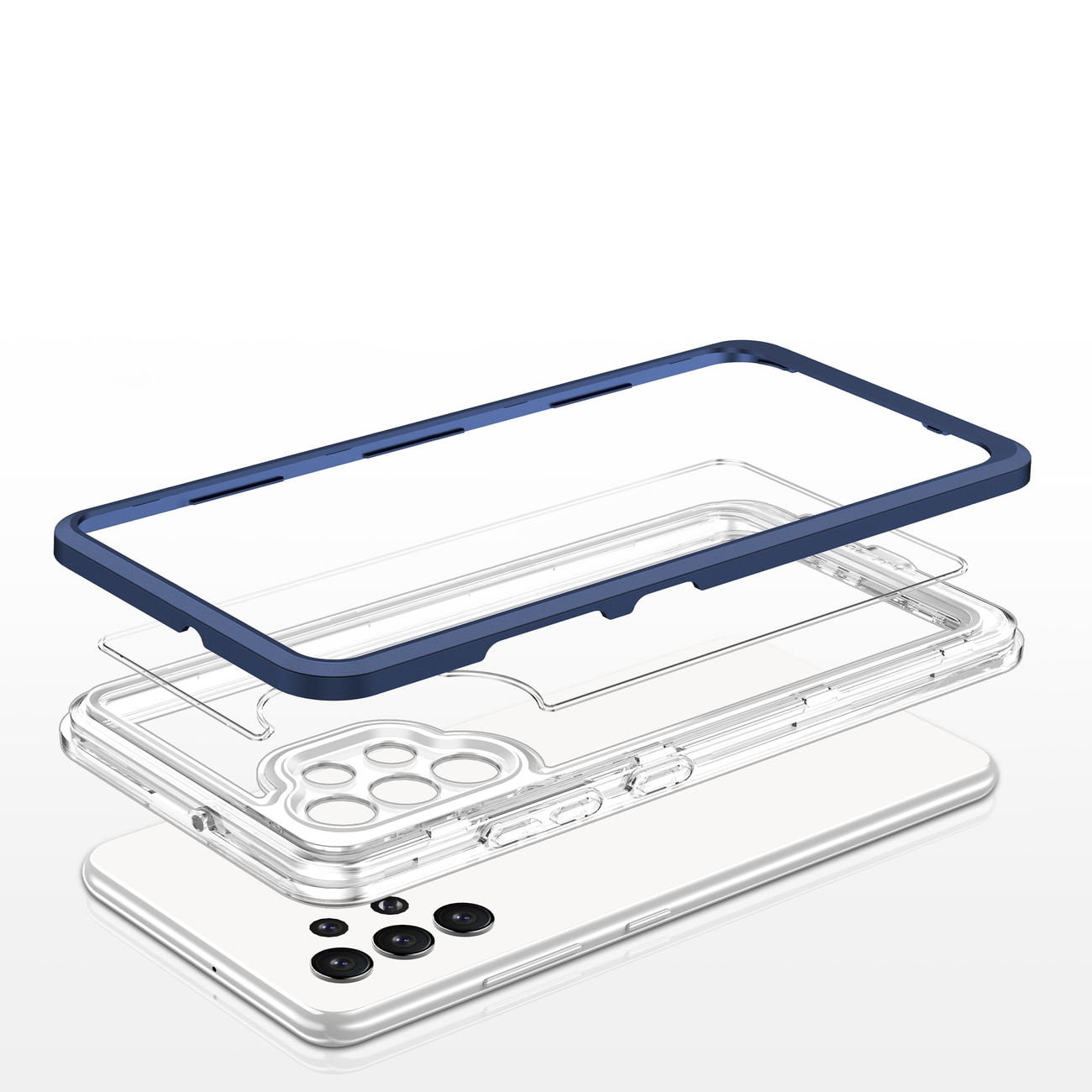 Klar 3-i-1-etui for Samsung Galaxy A72 4G Frame Gel Cover Blue
