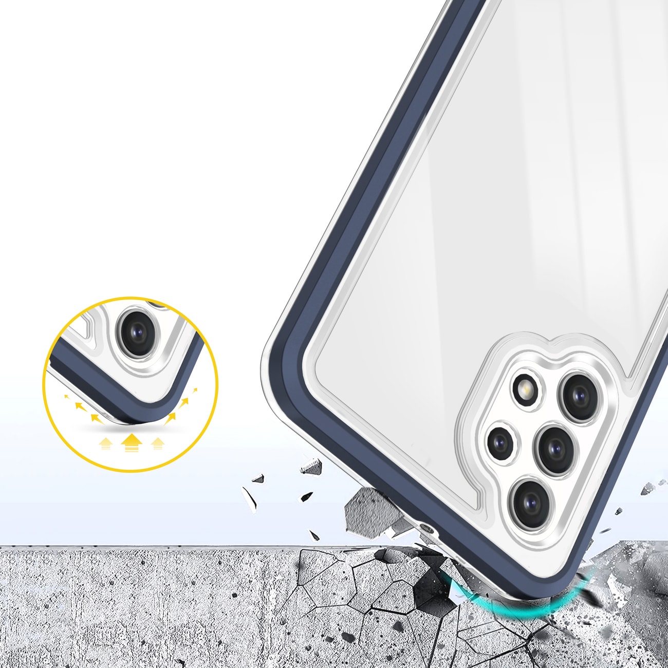 Klar 3-i-1-etui for Samsung Galaxy A72 4G Frame Gel Cover Blue