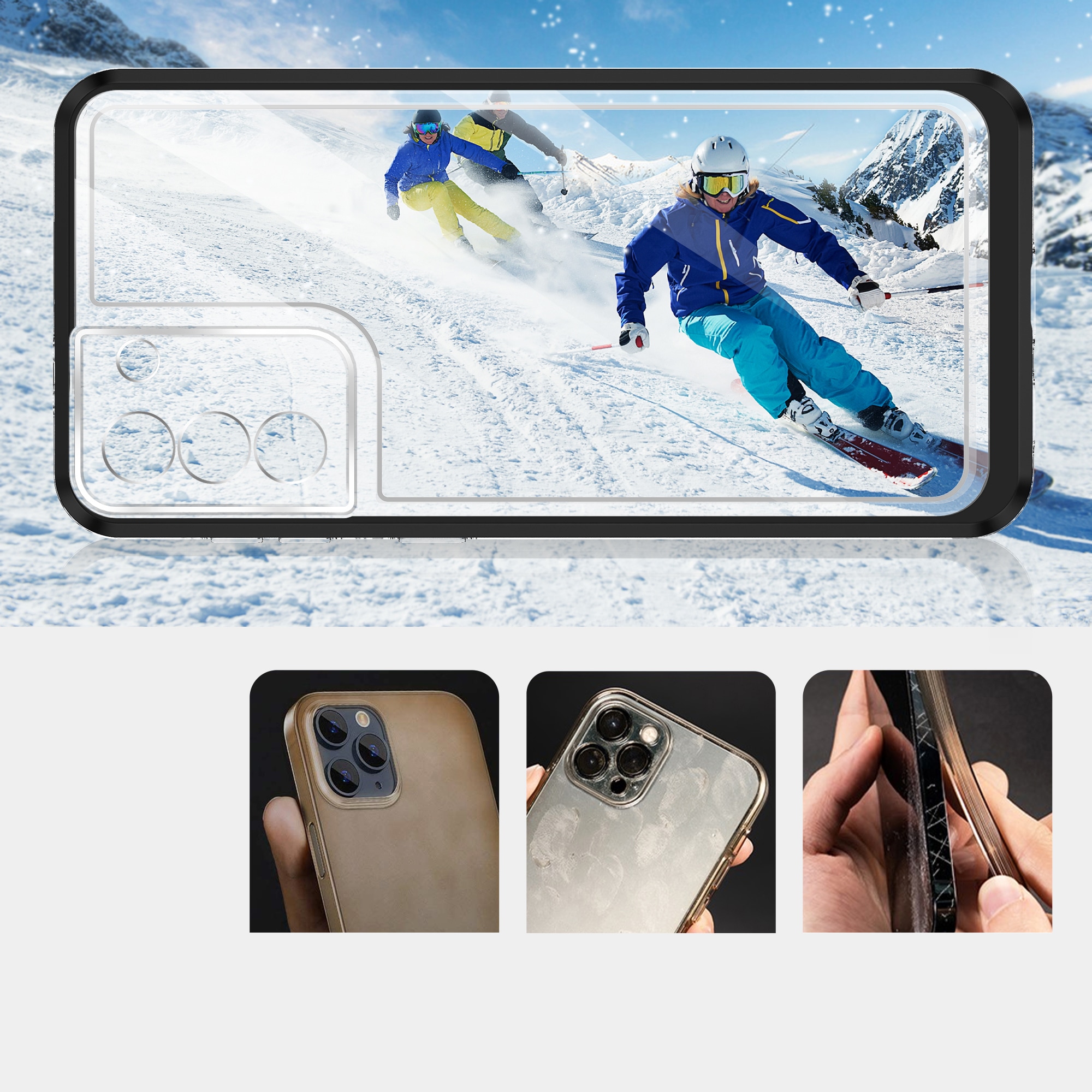 Clear 3-i-1-etui for Samsung Galaxy S21 + 5G (S21 Plus 5G) Frame Gel Cover Black