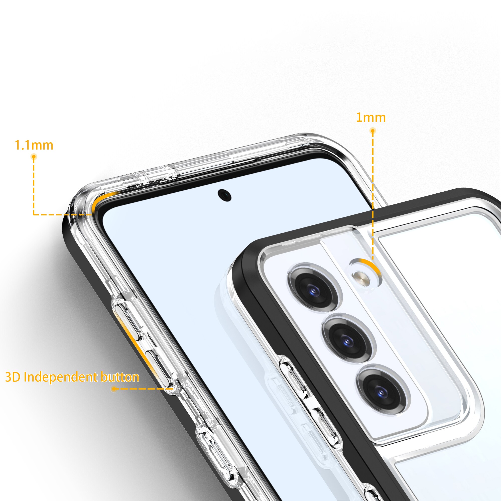 Clear 3-i-1-etui for Samsung Galaxy S21 + 5G (S21 Plus 5G) Frame Gel Cover Black