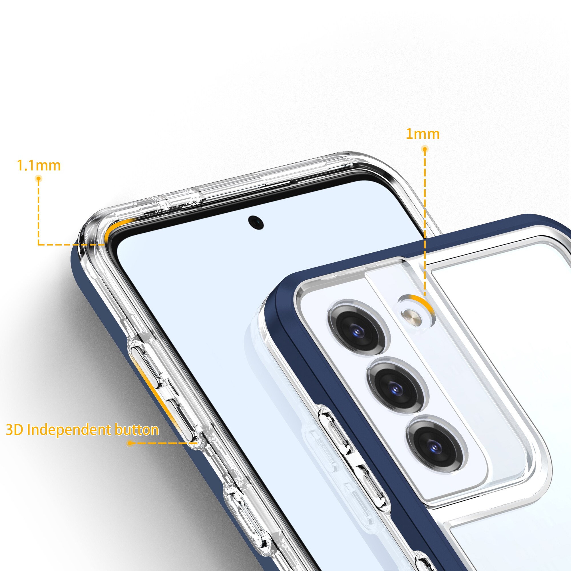 Klar 3-i-1-etui for Samsung Galaxy S21 + 5G (S21 Plus 5G) Frame Gel Cover Blue
