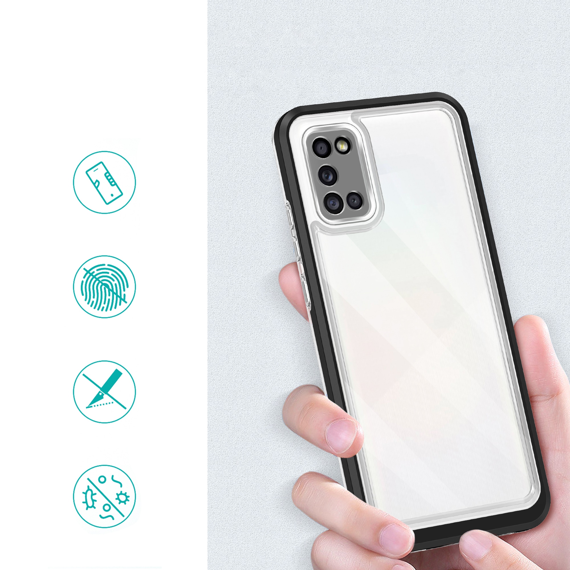 Klar 3-i-1-etui for Samsung Galaxy A03s (166) ramme geldeksel svart