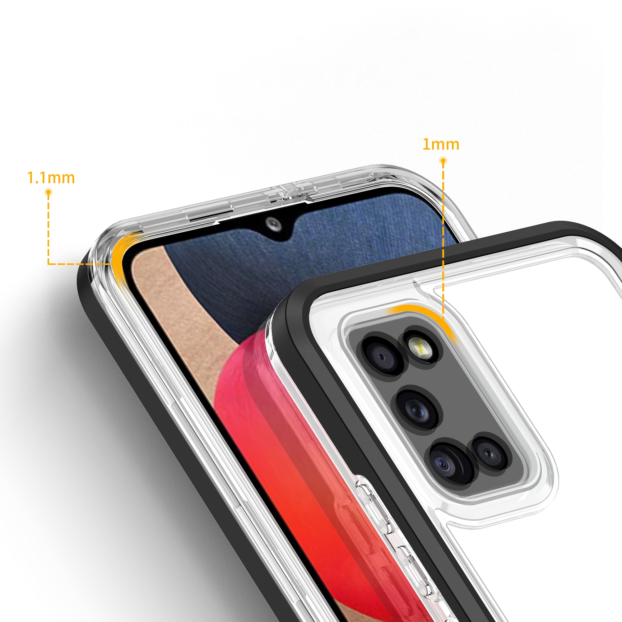 Klar 3-i-1-etui for Samsung Galaxy A03s (166) ramme geldeksel svart