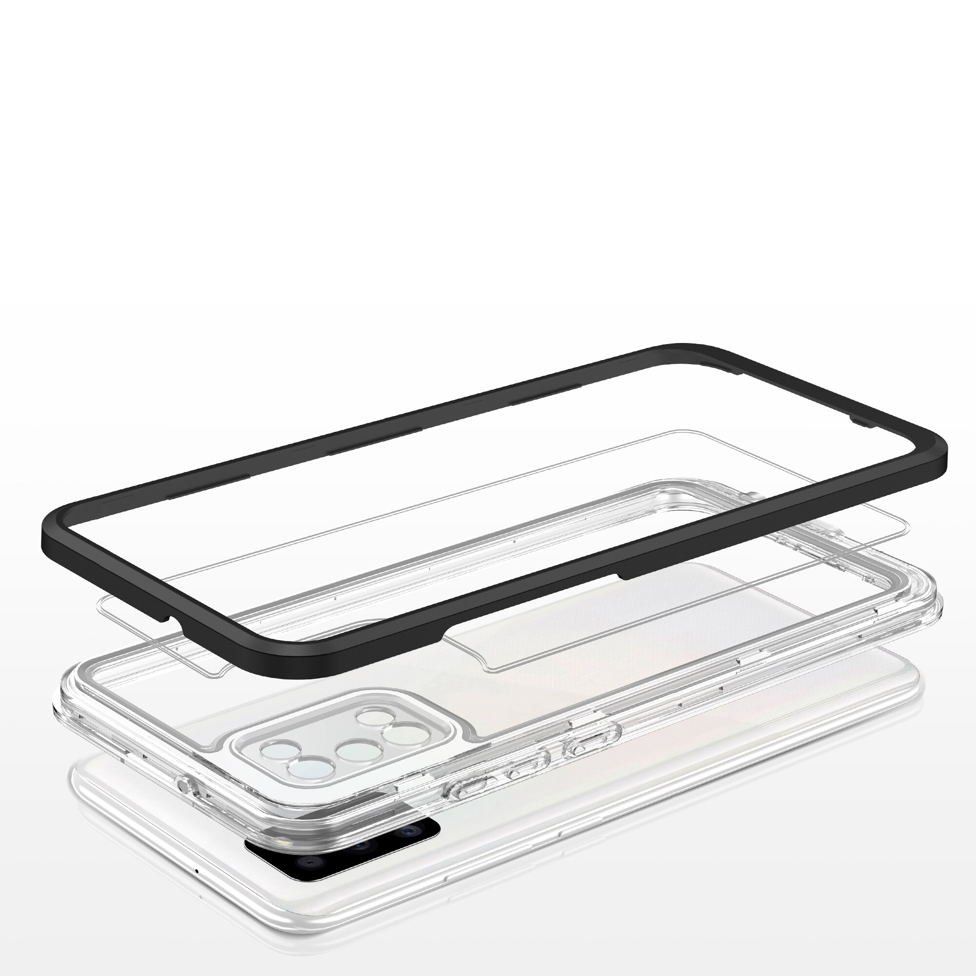 Klar 3-i-1-etui for Samsung Galaxy A03s (166) ramme geldeksel svart