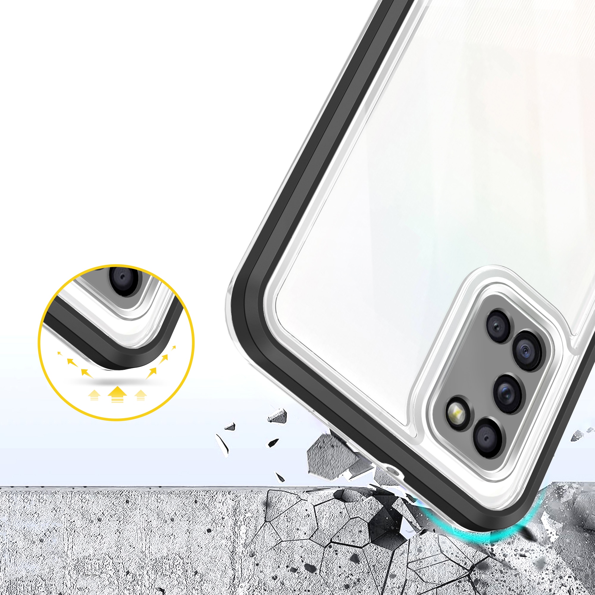 Klar 3-i-1-etui for Samsung Galaxy A03s (166) ramme geldeksel svart