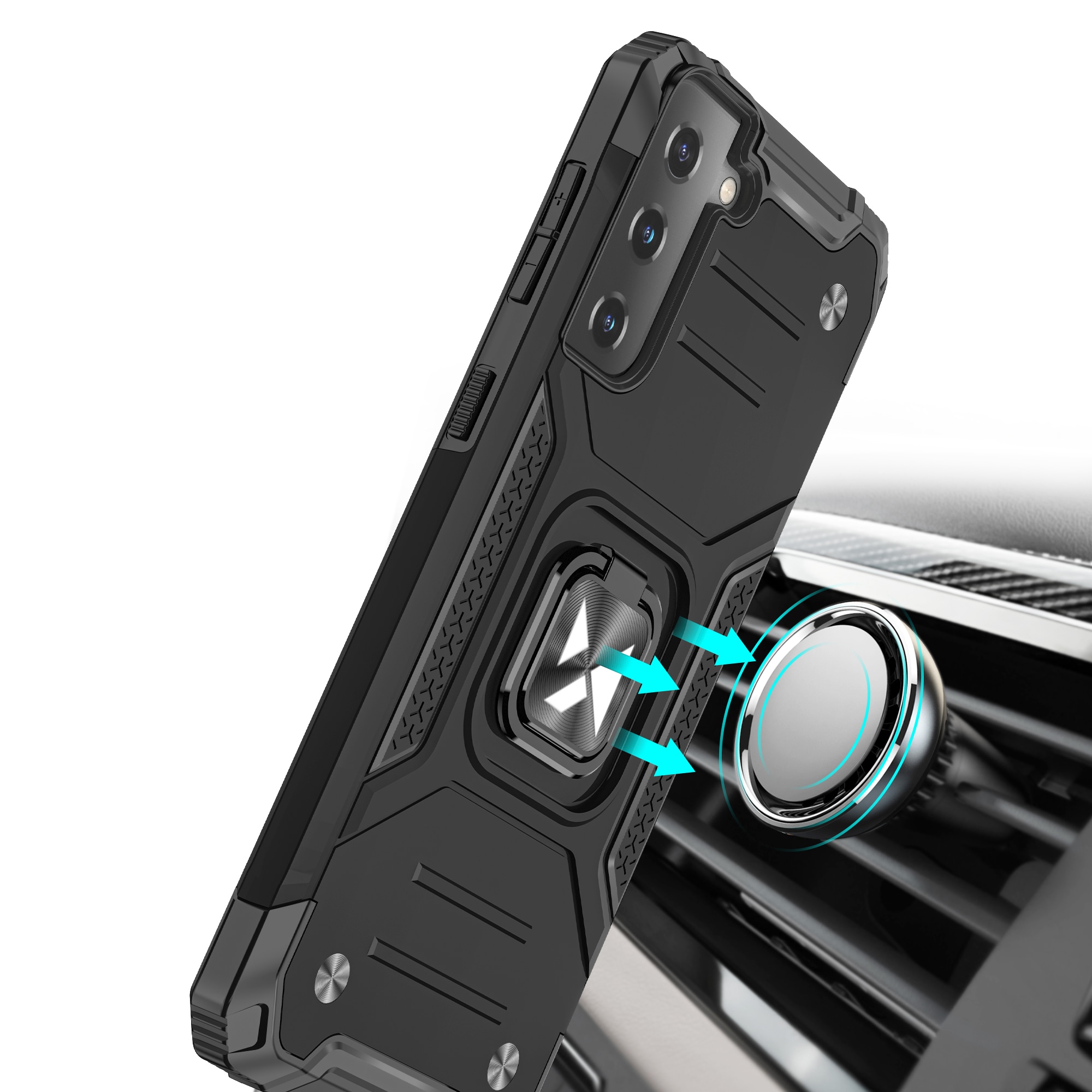 Wozinsky Ring Armor Tough Hybrid-deksel + magnetisk montering til Samsung Galaxy S22/S22 Plus, Sølv