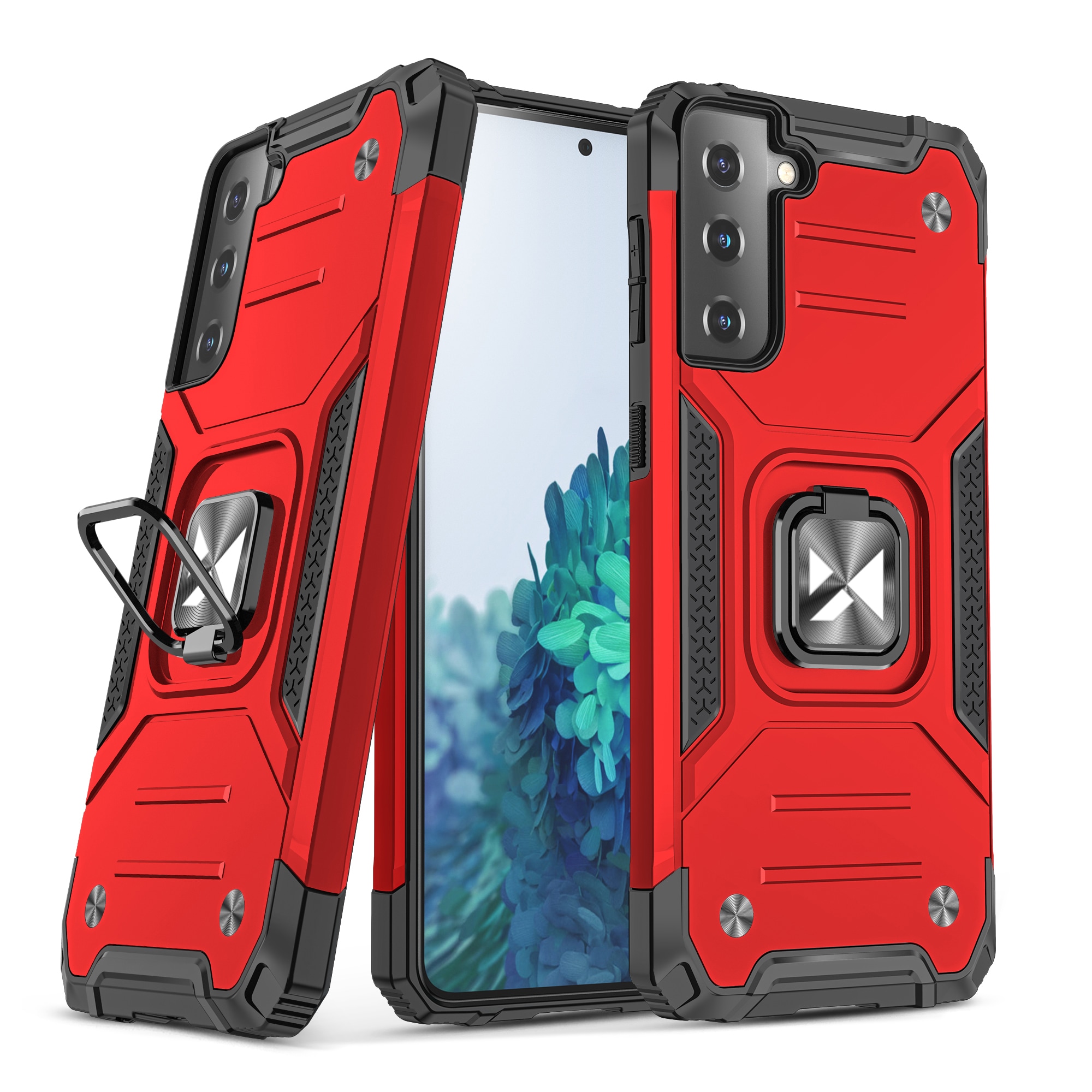 Wozinsky Ring Armor Tough Hybrid Case + Magnetic Mount for Samsung Galaxy S22/S22 Plus - Red