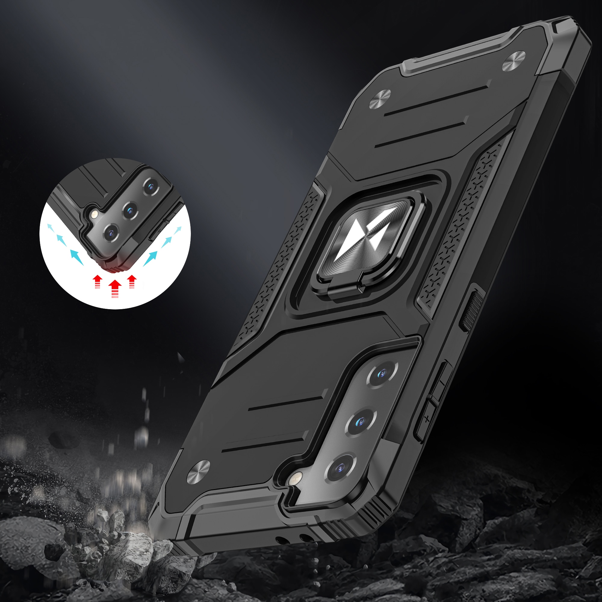 Wozinsky Ring Armor Tough Hybrid Case + Magnetic Mount for Samsung Galaxy S22/S22 Plus - Red