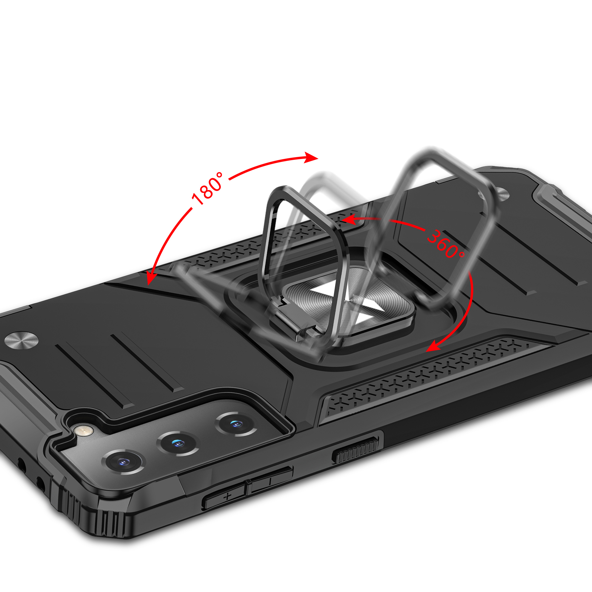 Wozinsky Ring Armor Tough Hybrid-deksel + magnetmontering for Samsung Galaxy S22/S22 Plus - Svart