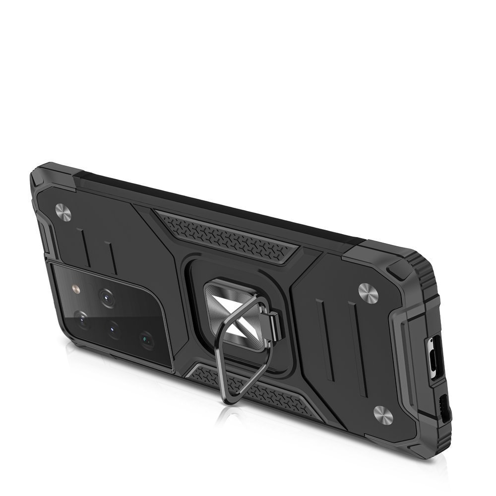 Wozinsky Ring Armor tøft hybriddeksel + magnetisk holder for Samsung Galaxy S22 Ultra rød