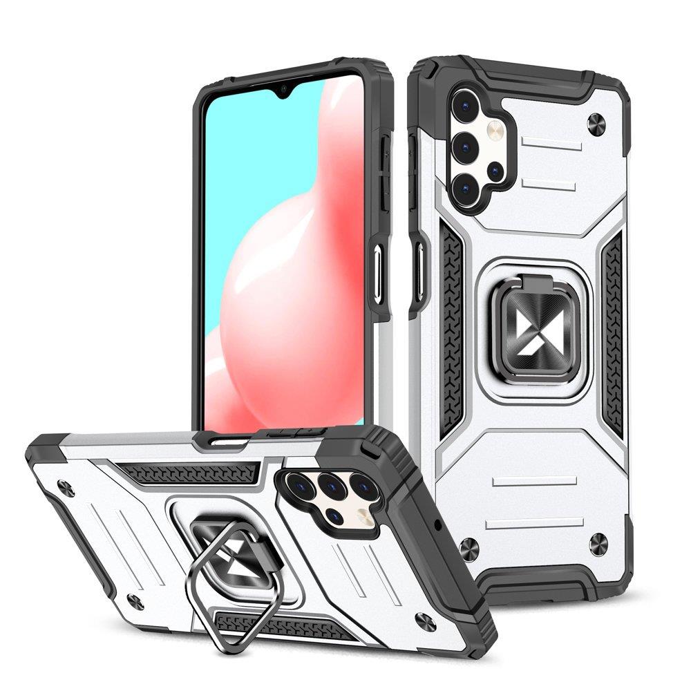 Wozinsky Ring Armor tøft hybriddeksel + magnetisk holder for Samsung Galaxy A73 sølv