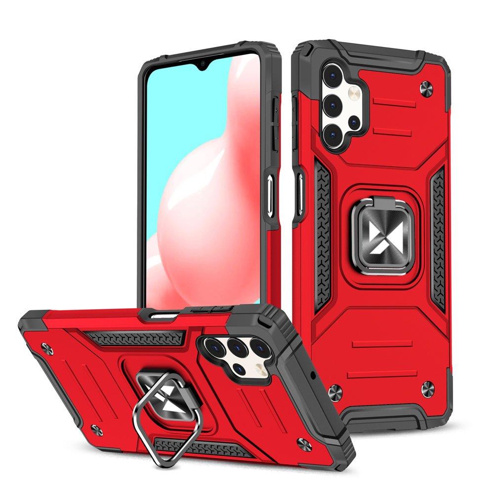 Wozinsky Ring Armor tøft hybriddeksel + magnetisk holder for Samsung Galaxy A73 rød