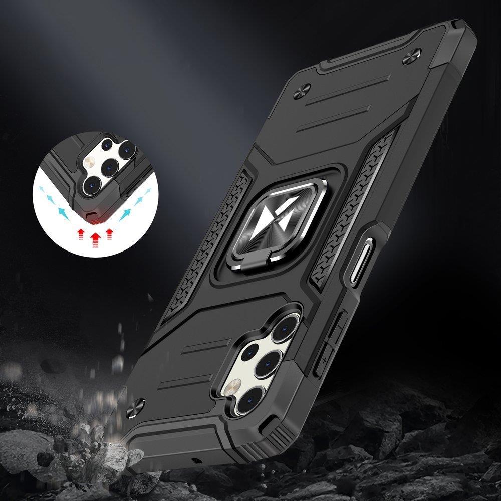 Wozinsky Ring Armor tøft hybriddeksel + magnetisk holder for Samsung Galaxy A73 svart