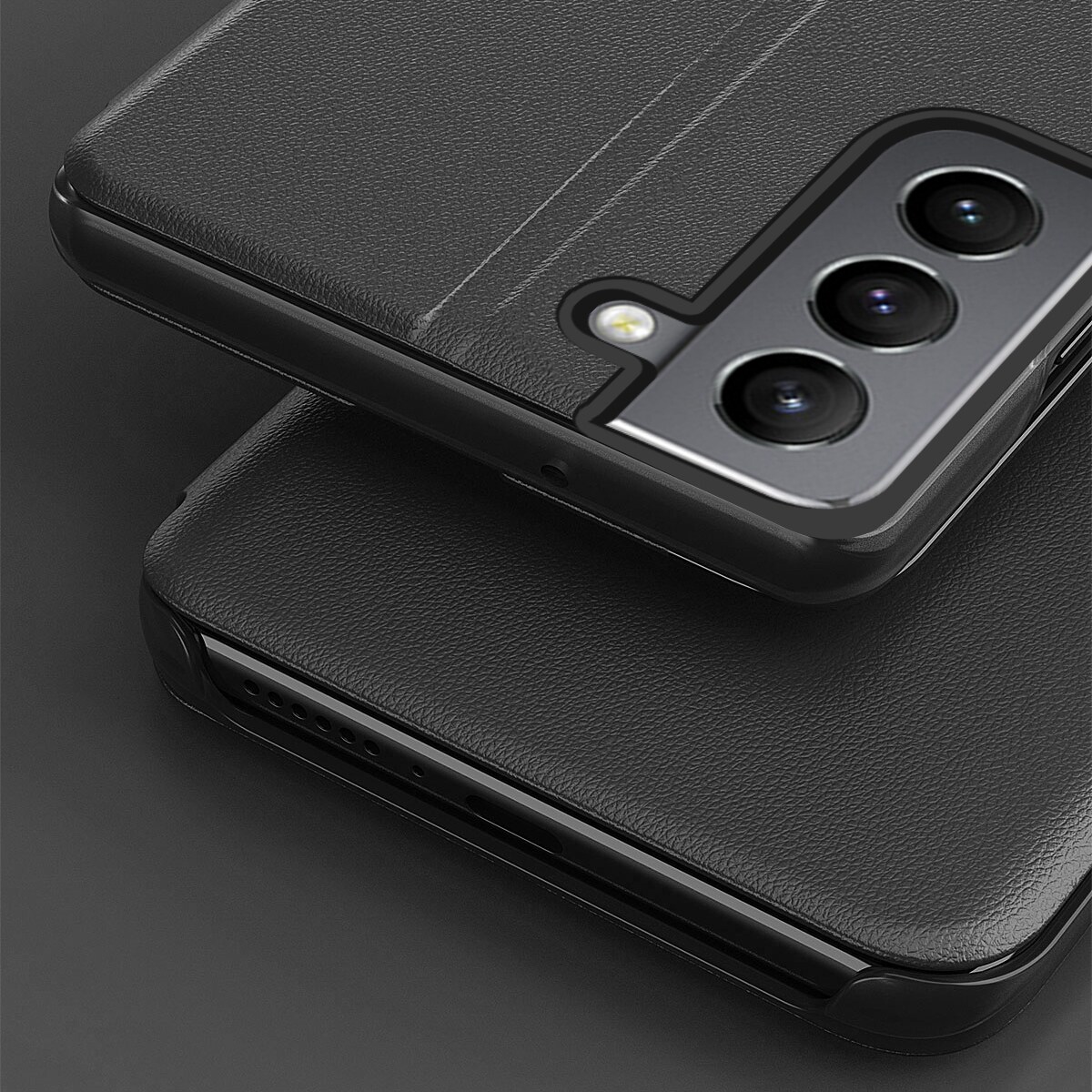 Eco Leather View Case etui med flipdeksel og stativ for Samsung Galaxy S22+ (S22 Plus) blå