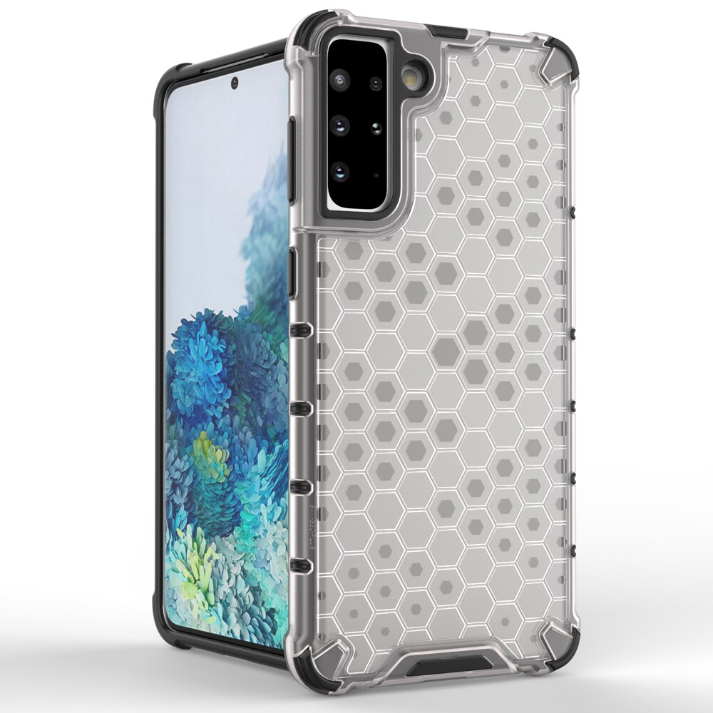 Honeycomb-etui pansrede deksel med en gelramme for Samsung Galaxy S22 + (S22 Plus) svart