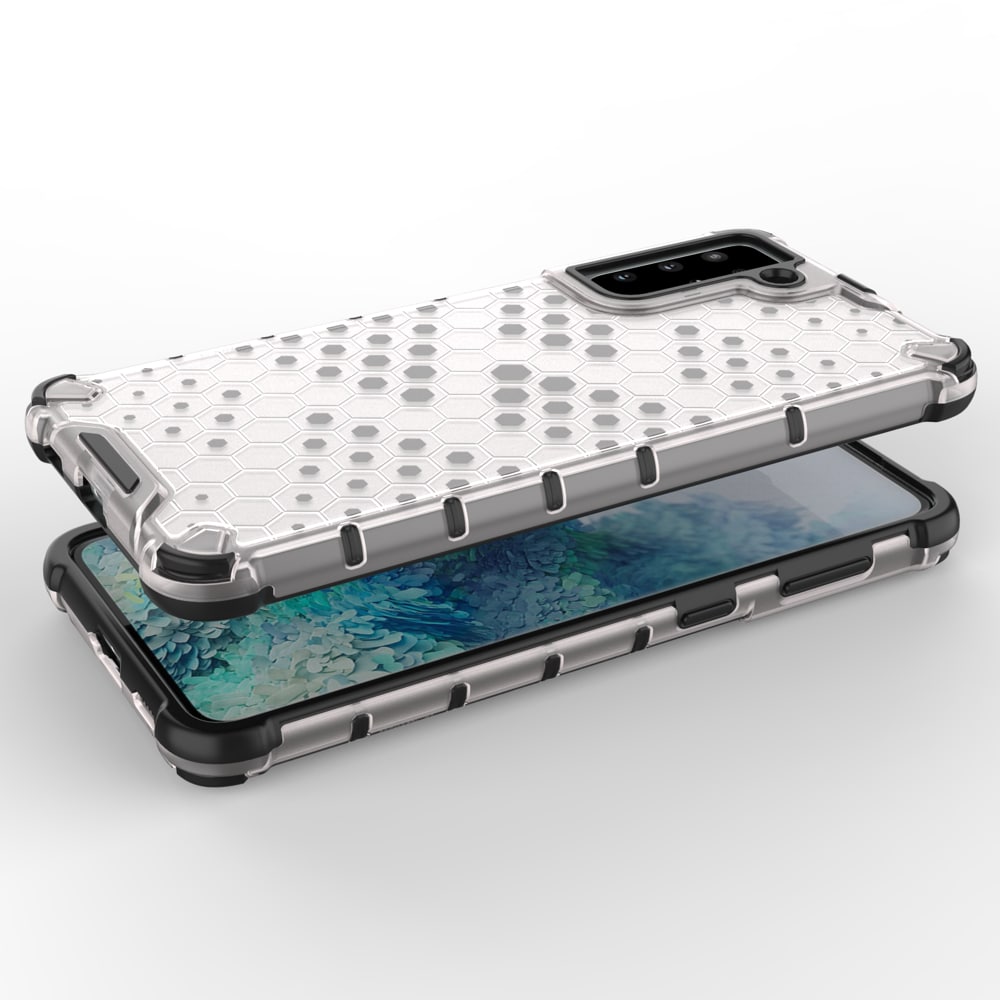 Honeycomb-etui pansrede deksel med en gelramme for Samsung Galaxy S22 + (S22 Plus) svart