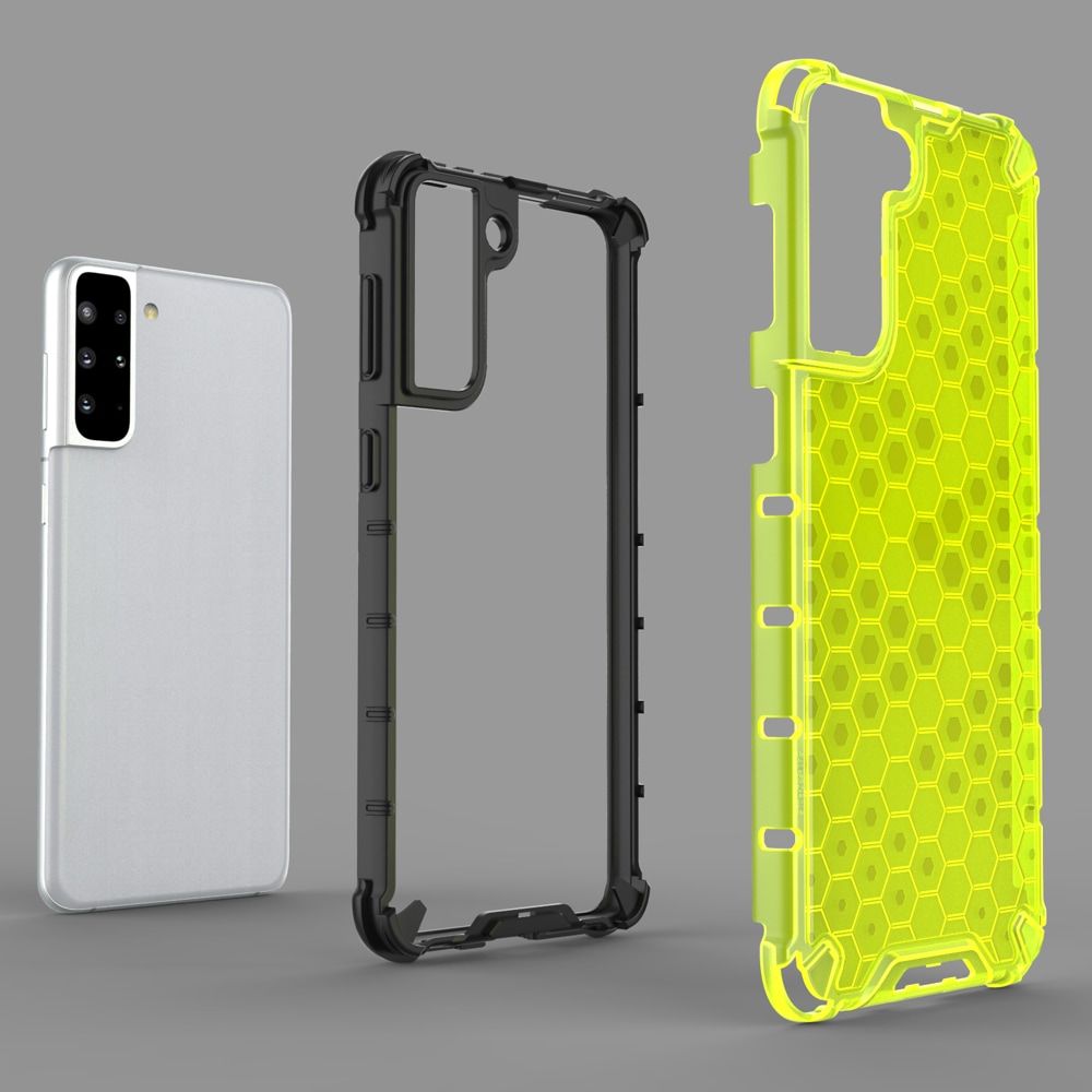 Honeycomb-etui pansrede deksel med en gelramme for Samsung Galaxy S22 + (S22 Plus) svart