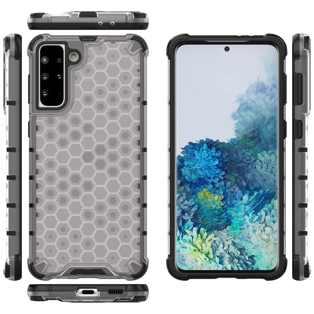 Honeycomb-etui pansrede deksel med en gelramme for Samsung Galaxy S22 + (S22 Plus) gjennomsiktig