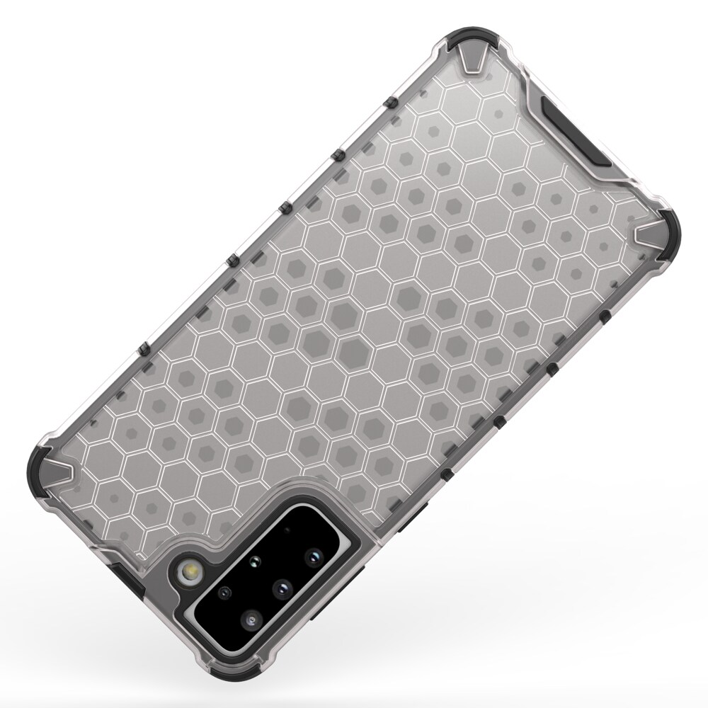 Honeycomb-etui pansrede deksel med en gelramme for Samsung Galaxy S22 + (S22 Plus) gjennomsiktig