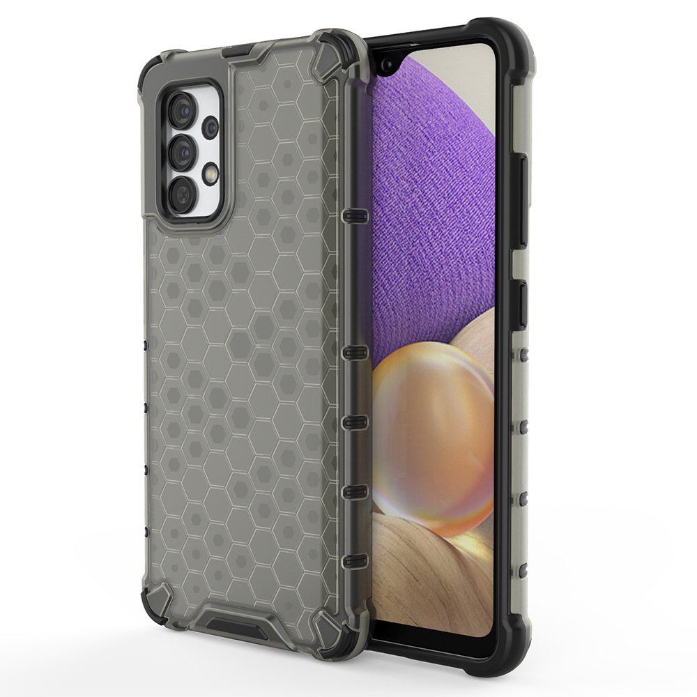 Honeycomb-etui pansret deksel med gelramme for Samsung Galaxy A03s (166.5) svart