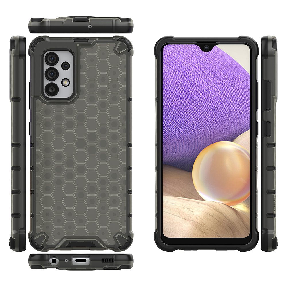 Honeycomb-etui pansret deksel med gelramme for Samsung Galaxy A03s (166.5) svart